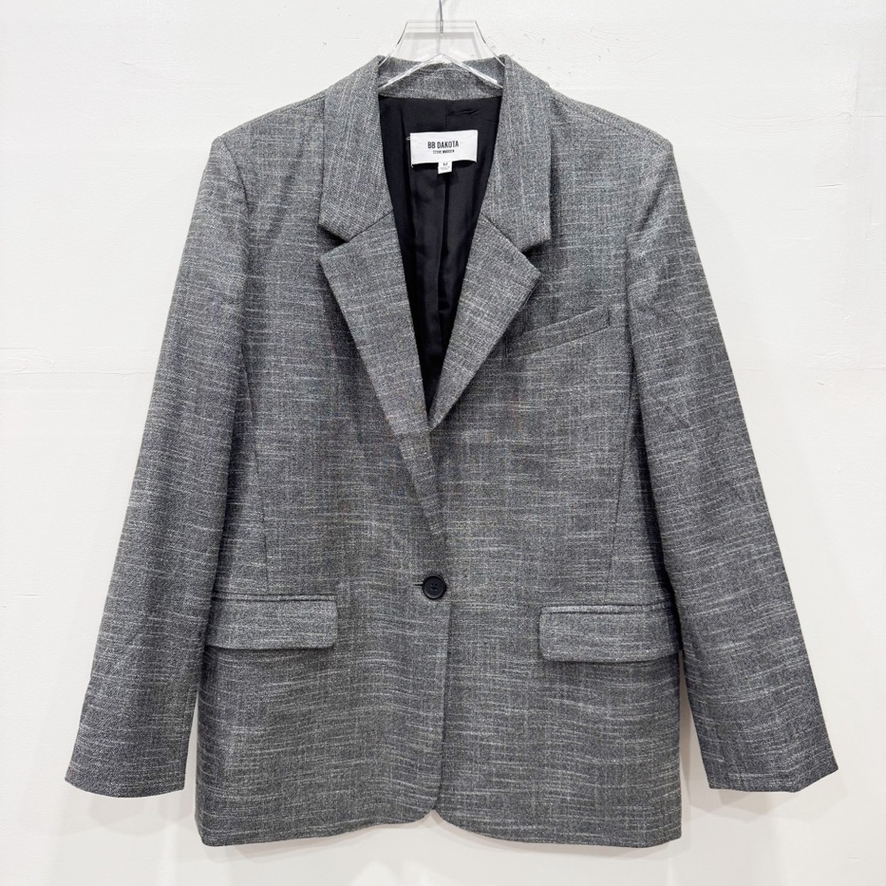 Steve Madden BB Dakota Hot Shot Blazer Jacket Grey Metallic Silver Medium